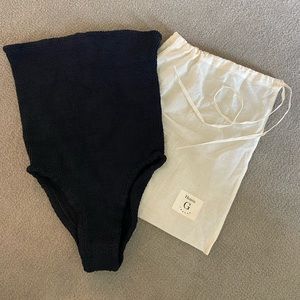 NWT HUNZA G Strapless Audrey Crinkle Swimsuit